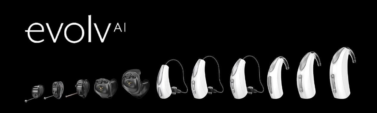 Famille d'appareils auditifs intra-auriculaires et contours d'oreille Starkey Evolv AI